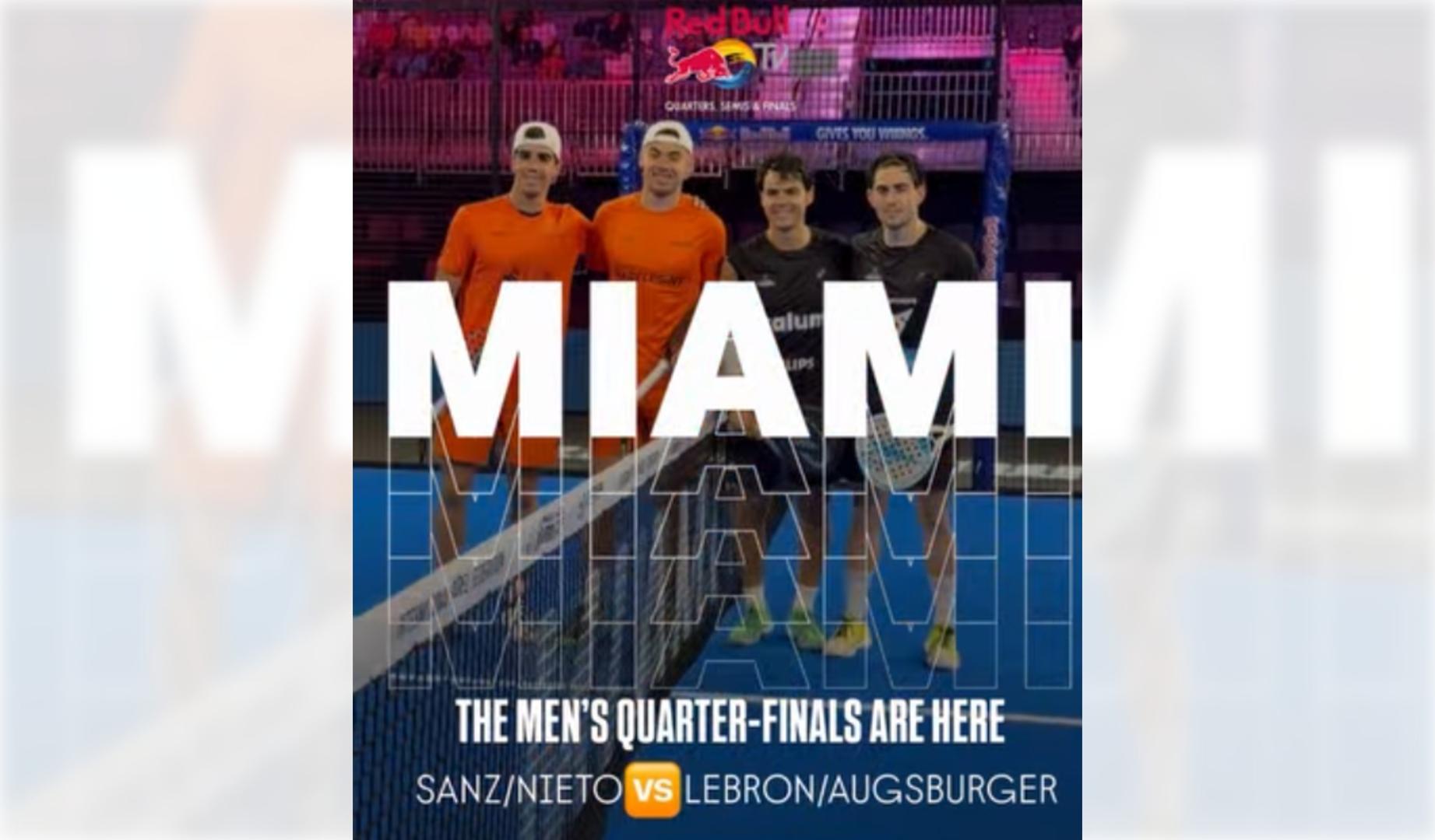 Lebron, Augsburger, Nieto y Sanz antes del inicio de los cuartos del P1 Miami - EE UU