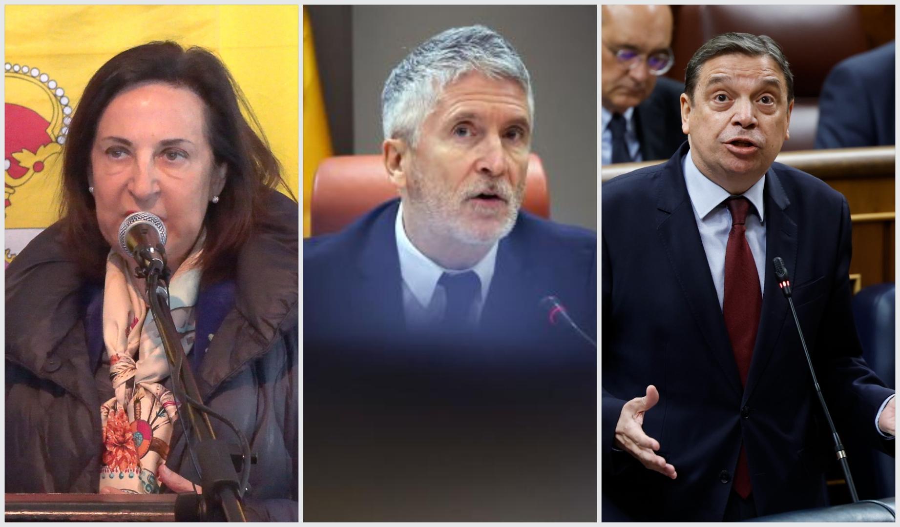Los ministros Margarita Robles, Fernando Grande-Marlaska y Luis Planas