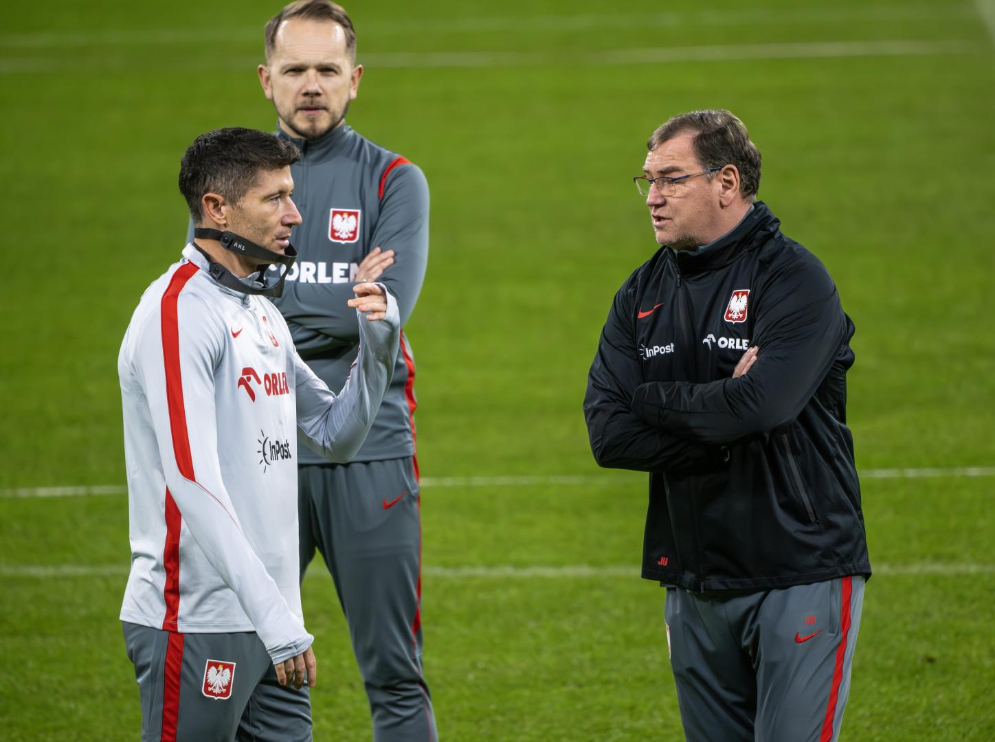 Robert Lewandowski y Jan Urban, en la última sesión preparatoria