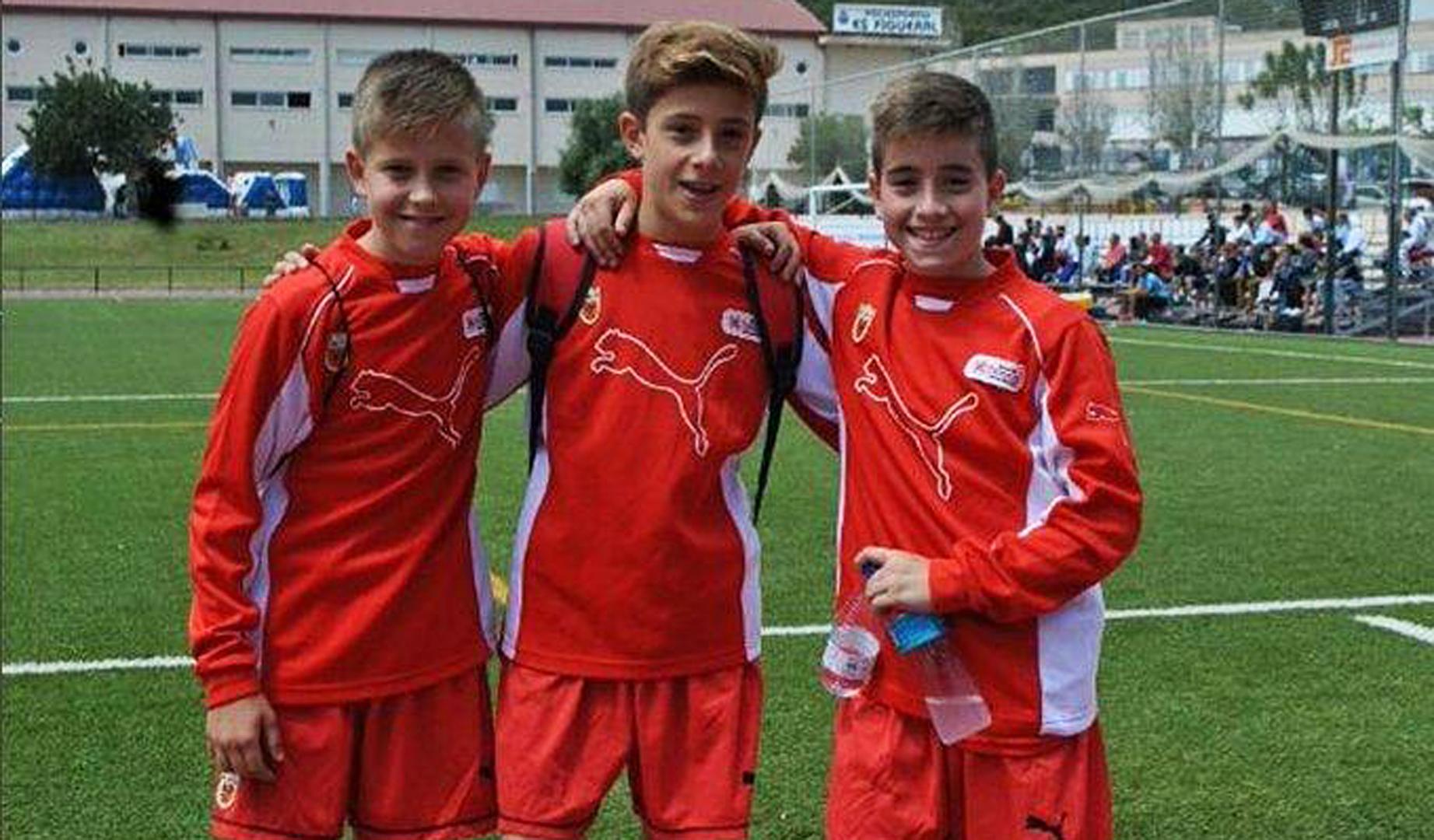 Iñaki Rupérez, Nico Serrano y Jon García, nacidos en 2003, en una imagen de niños con la selección navarra