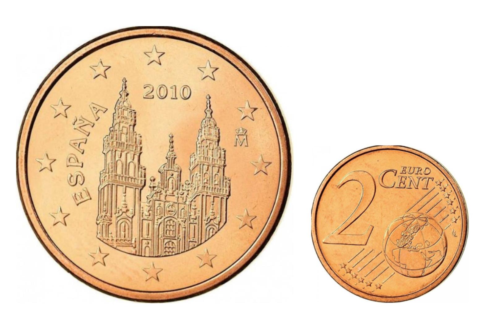 Cara nacional y común de la moneda de 2 céntimos de España