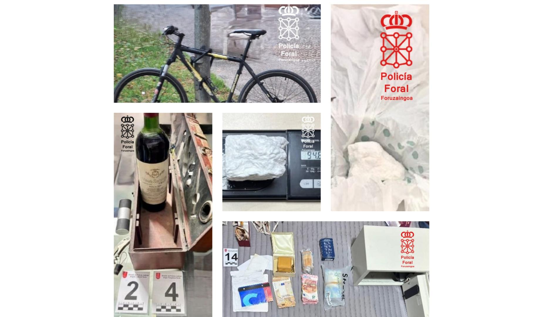 Detalle de parte de la droga y material incautado