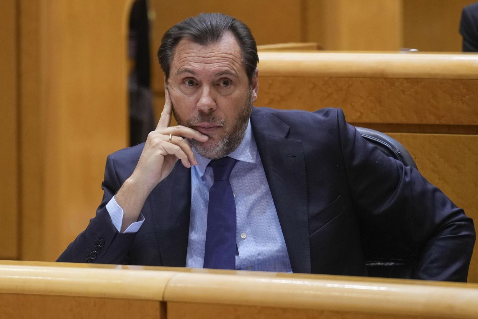 El ministro de Transportes, Óscar Puente, este martes durante la Sesión de control al gobierno en el Senado