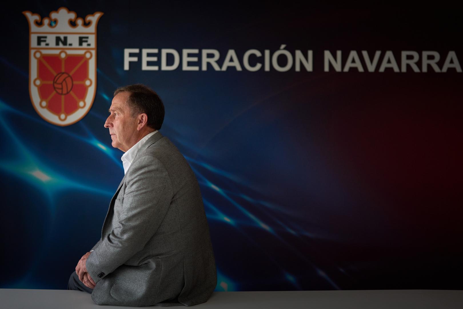 Rafa del Amo, en la sede de la Federación Navarra de Fútbol