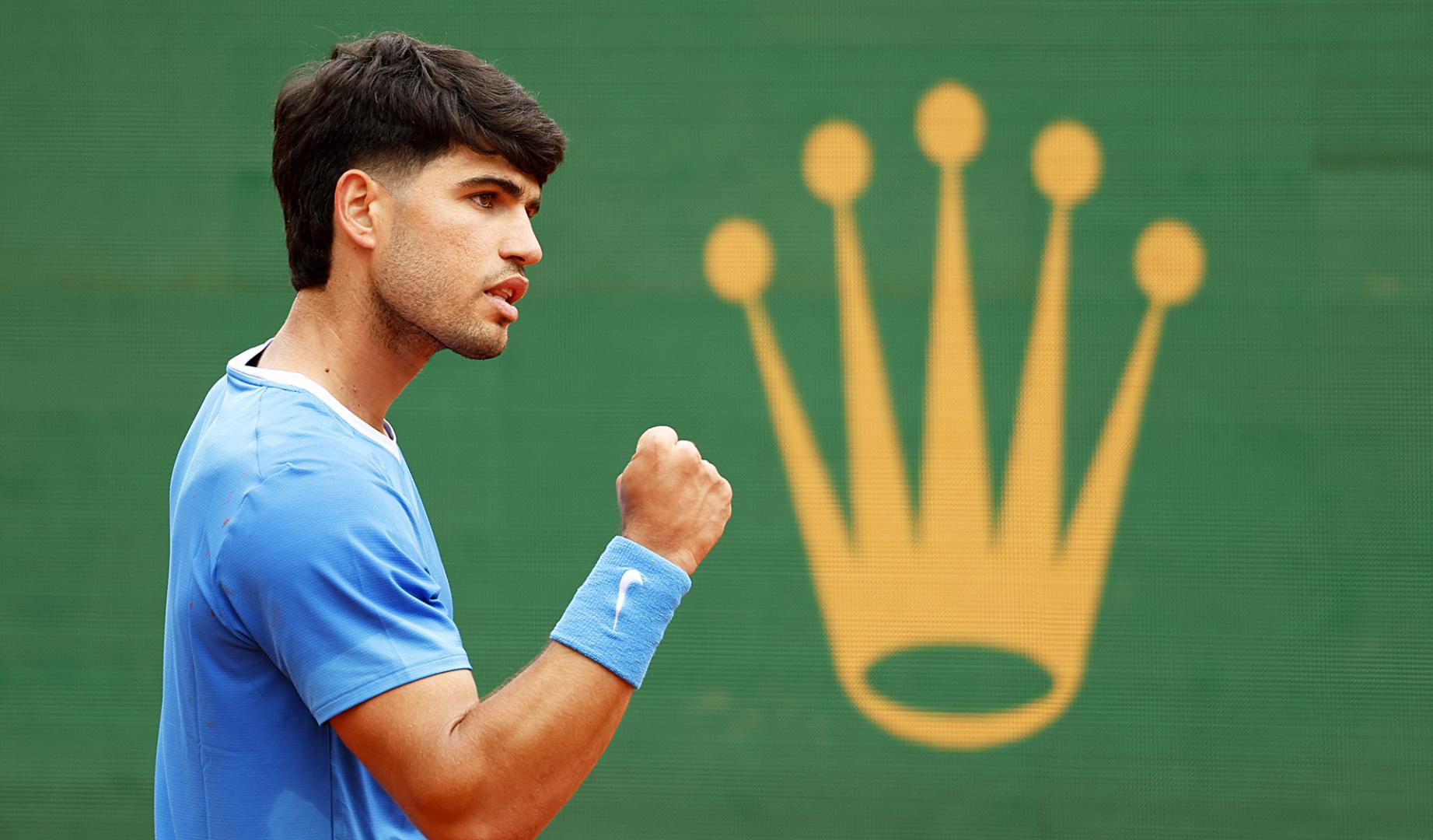 Alcaraz celebra un tanto en el Masters 1.000 de Montecarlo