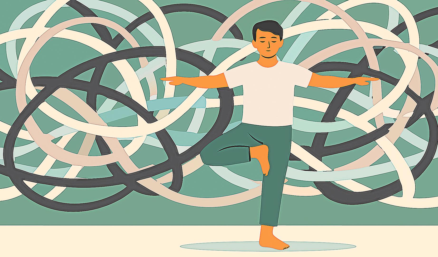 Una persona hace yoga para concentrarse