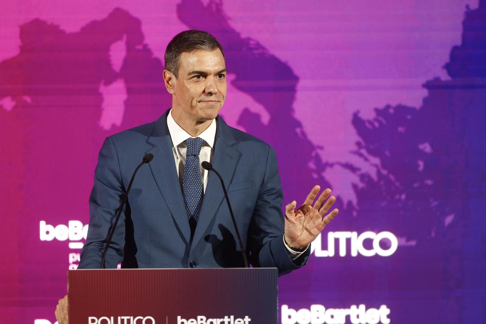 El presidente del Gobierno, Pedro Sánchez, durante su intervención en el 'European Pulse Forum' en Barcelona