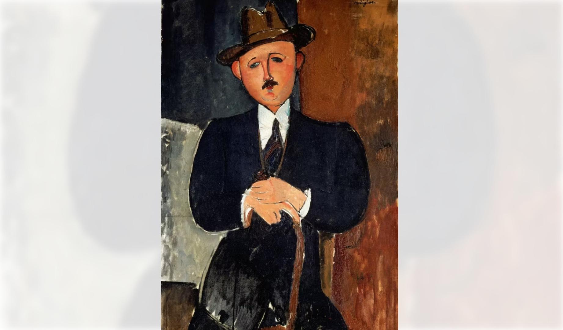 La pintura titulada 'L'homme assis à la canne' (El hombre sentado con bastón')