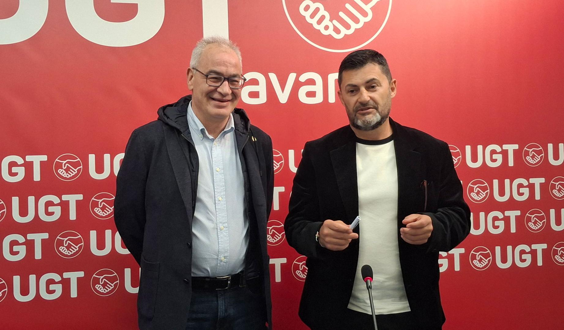 Lorenzo Ríos, secretario general de UGT en Navarra, y Eduardo Abad, presidente de UPTA