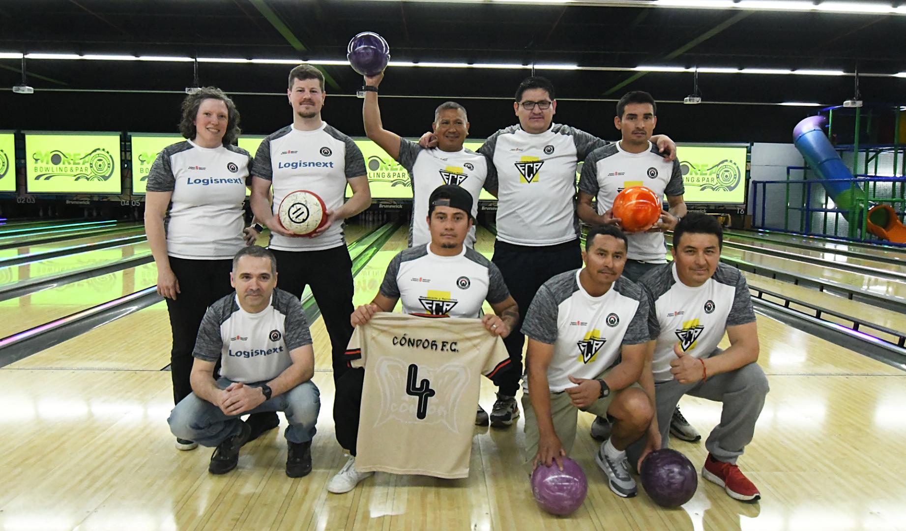 Integrantes del podio final en la prueba de bolos