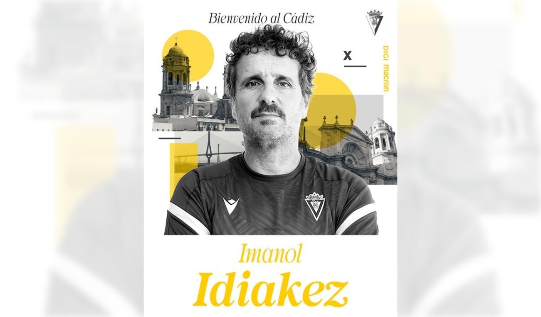Imagen publicada en redes por el Cádiz anunciando la incorporación de Imanol Idiakez