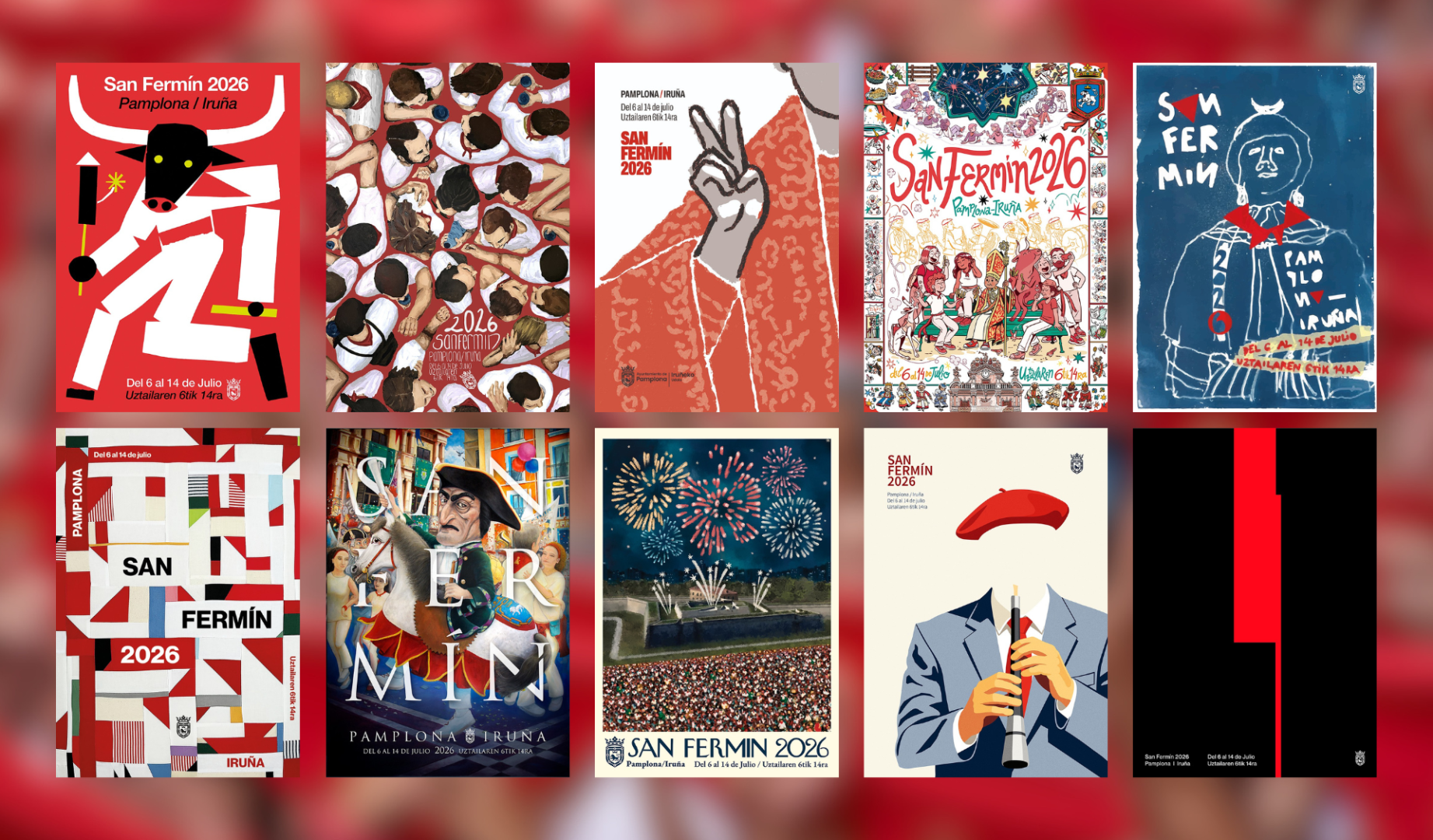 Los diez carteles finalistas para San Fermín 2026