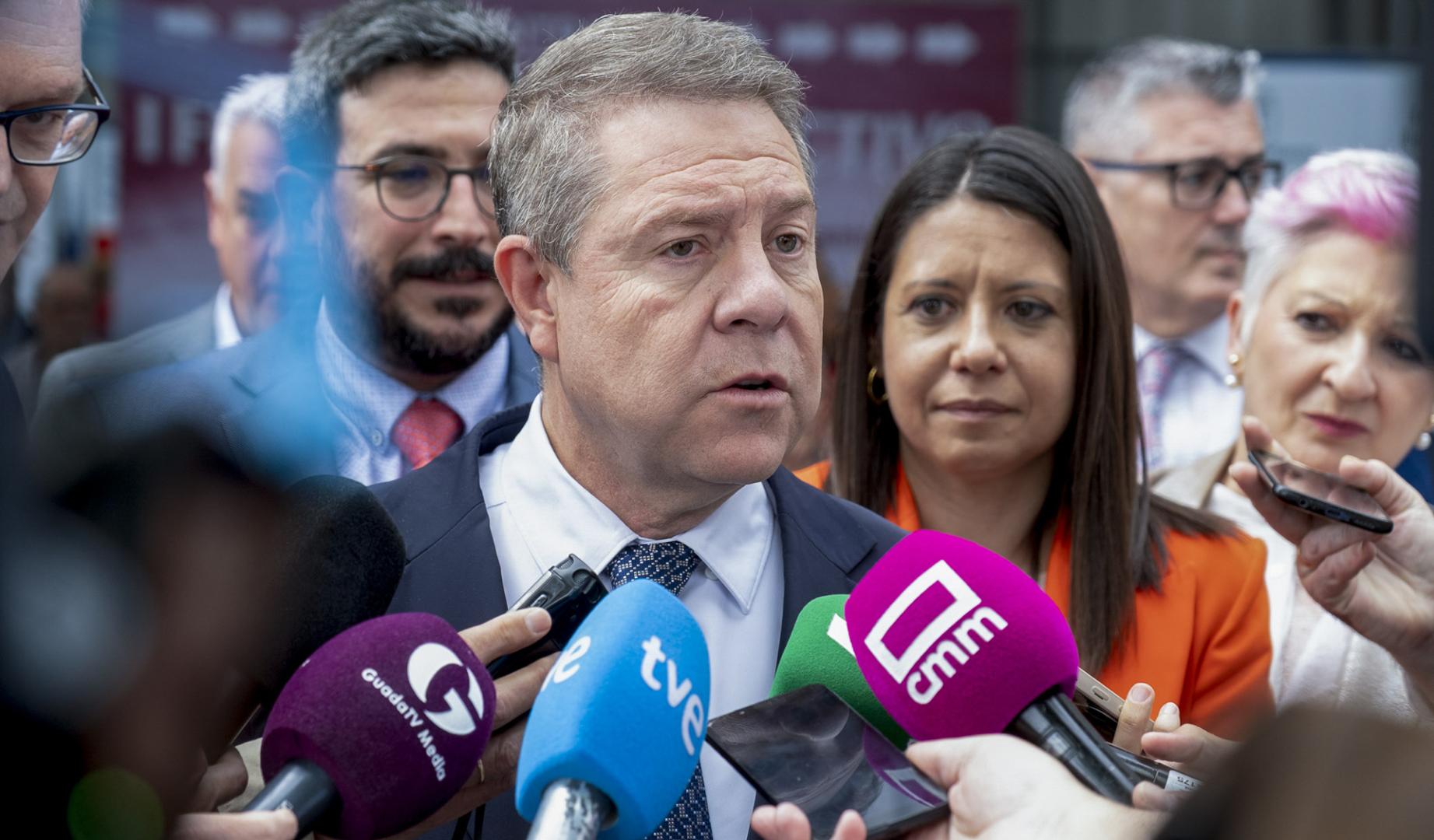 El presidente de Castilla-La Mancha, Emiliano García-Page, este viernes en Azuqueca de Henares