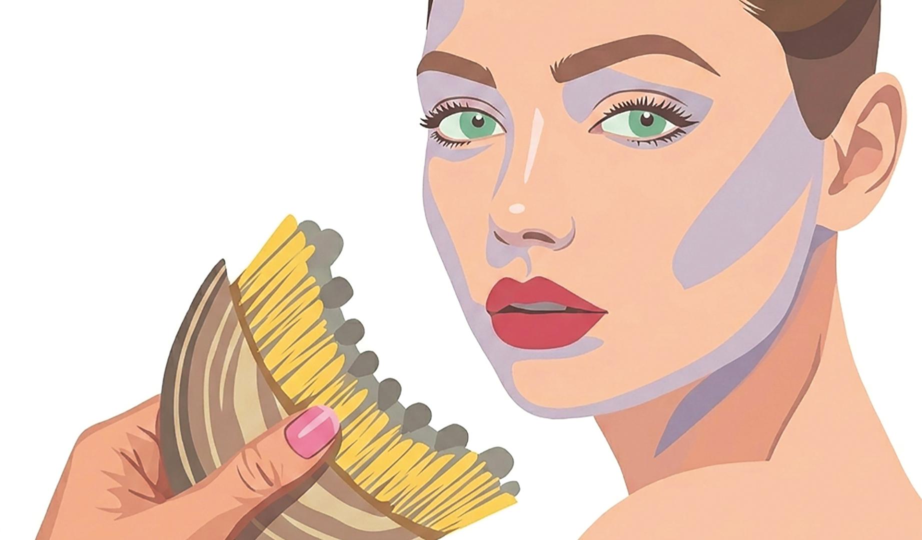 Una joven se cepilla la cara para deshincharla