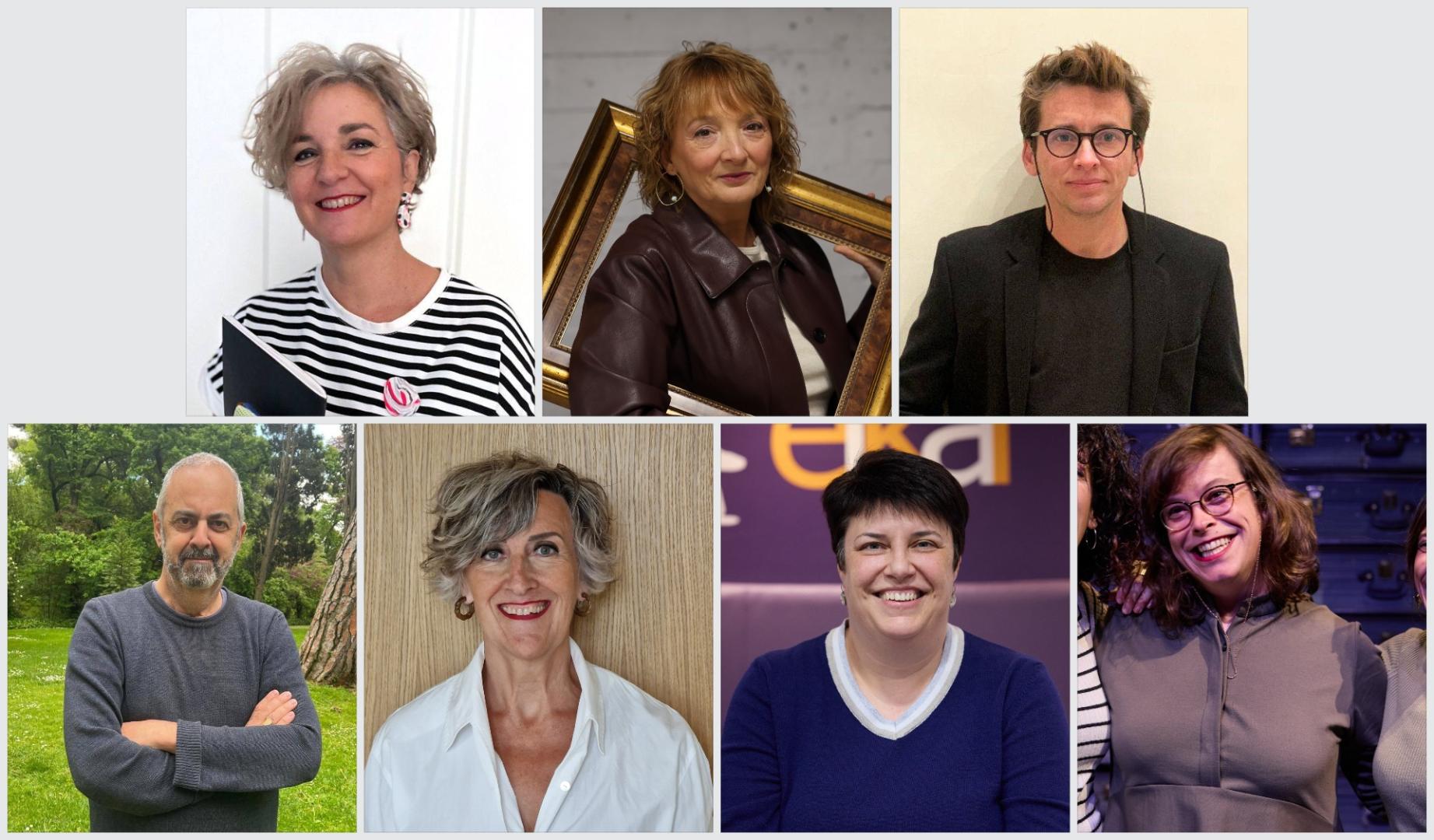 En la fila superior, desde la izquierda, Concha Pasamar, Susana Rodríguez Lezaun y Oihan Iturbide. En la fila inferior, desde la izquierda, Emilio Silva, Yolanda Arrieta, Castillo Suárez y Estefanía de Paz