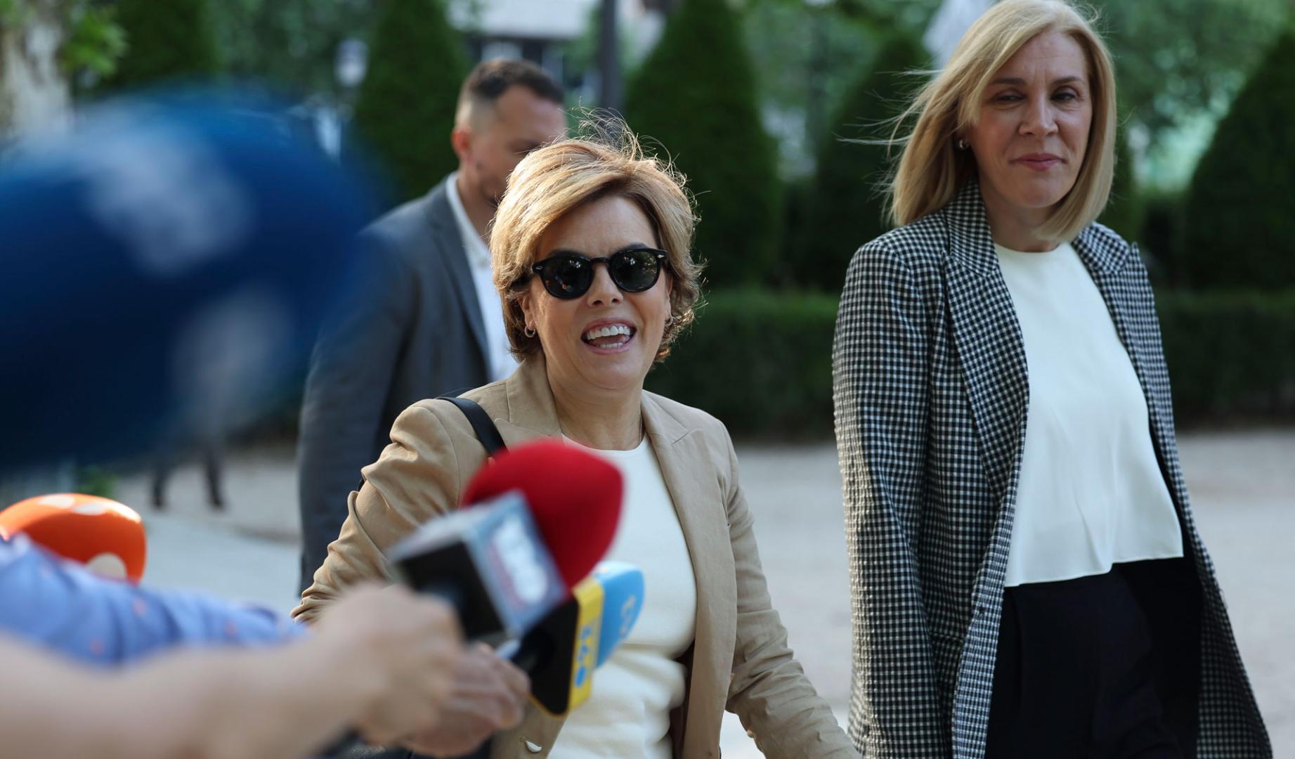 La exdirigente del PP Soraya Sáenz de Santamaría, a su llegada a la Audiencia Nacional, para testificar en el juicio del caso Kitchen