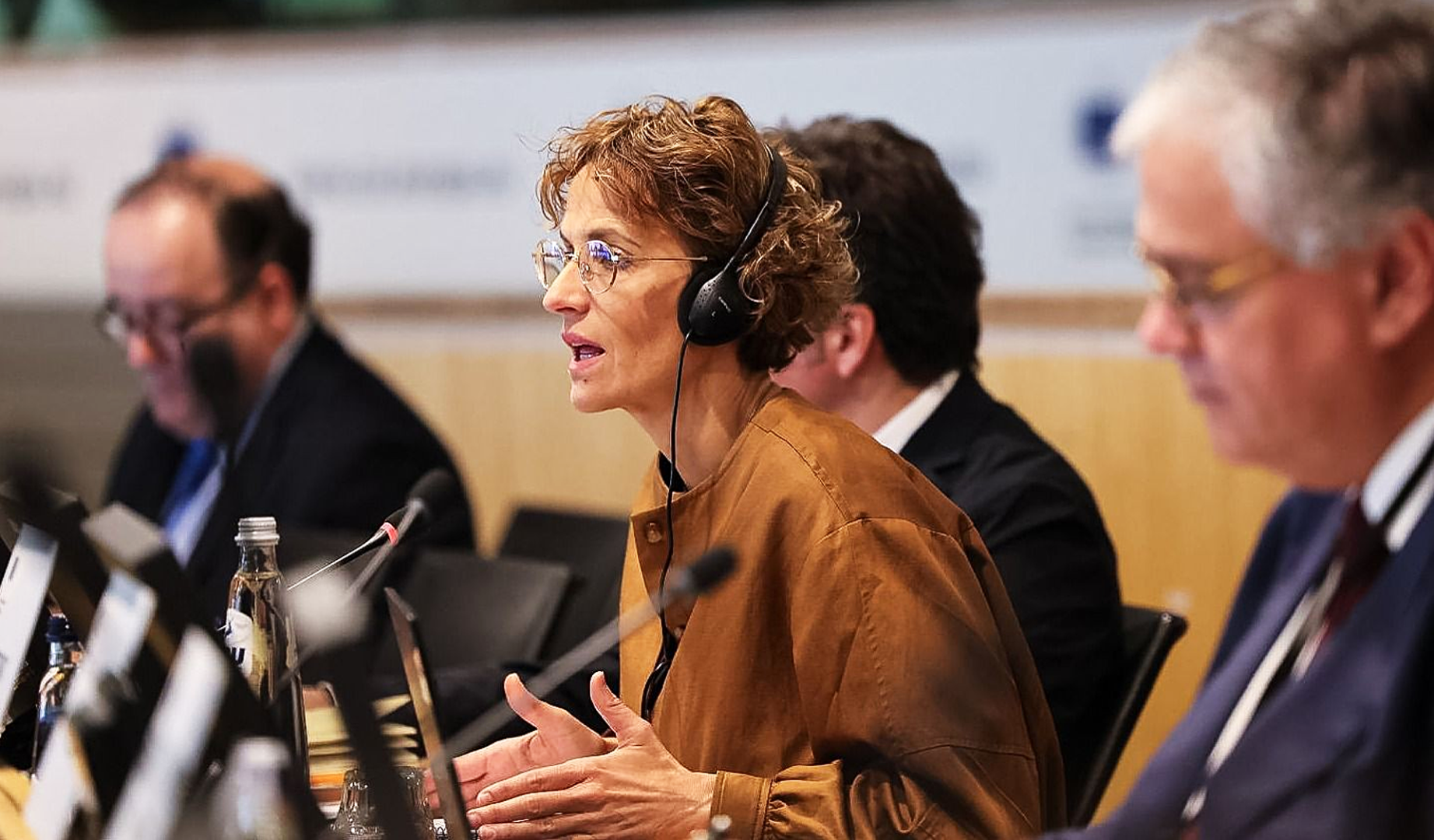 Un momento de la intervención de Chivite en Bruselas