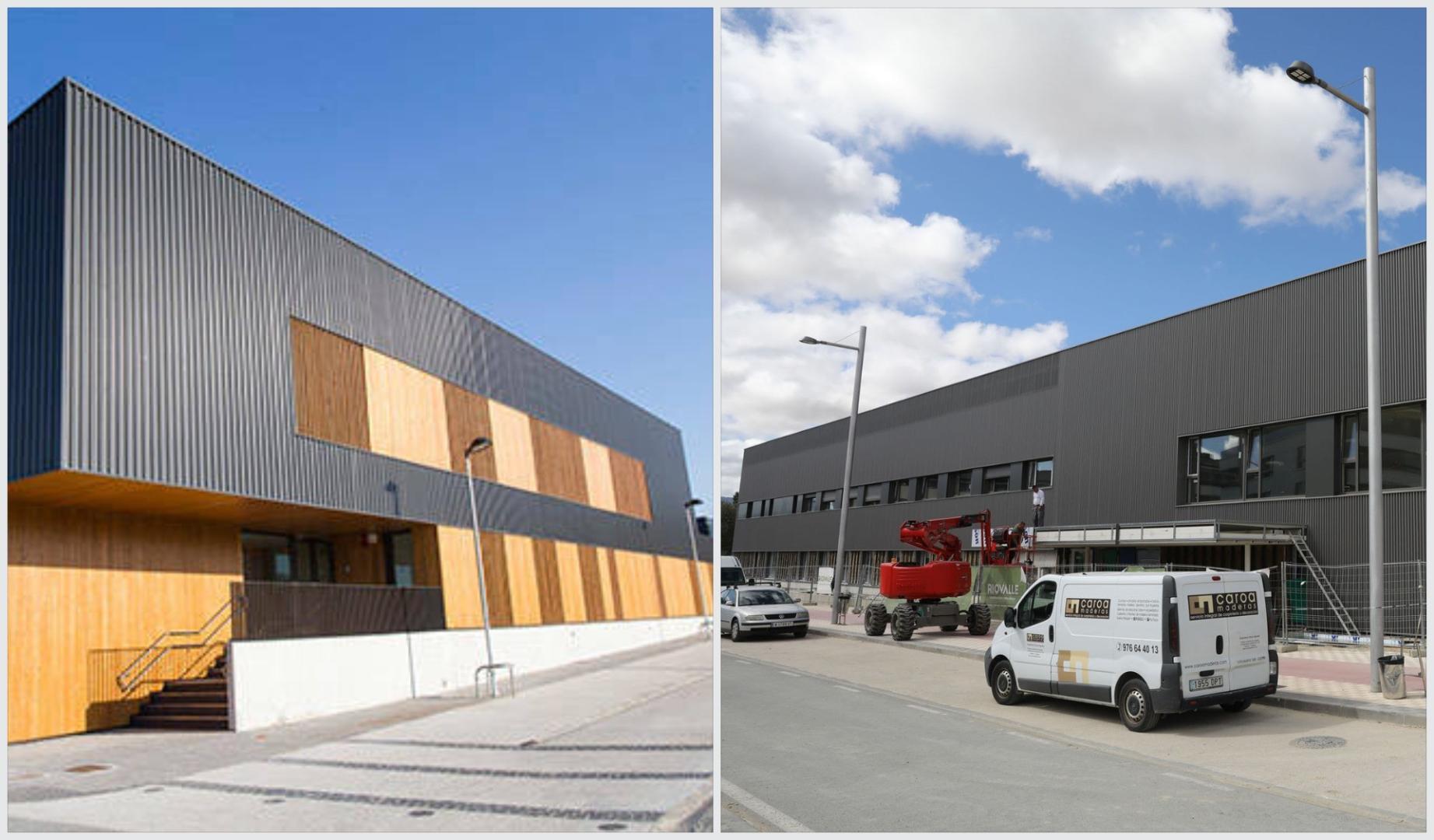 A la izquierda, el colegio público de Arbizu, que se abrió para el curso 2019/2020; a la derecha, el colegio Irulegi, en Mutilva, acoge a alumnado del modelo D