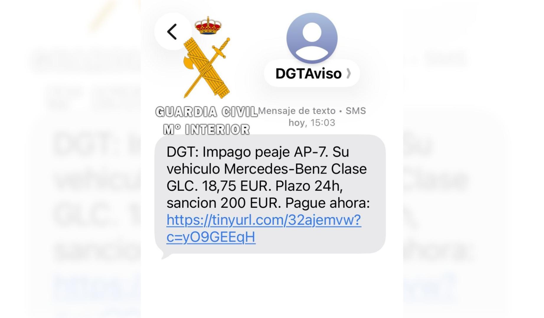 SMS con al estafa de la DGT con un cobro de peaje