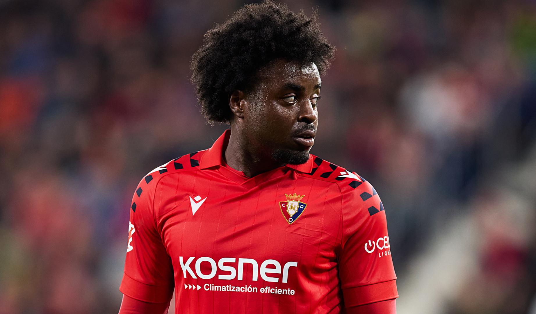 Boyomo, durante el encuentro contra el F.C. Barcelona