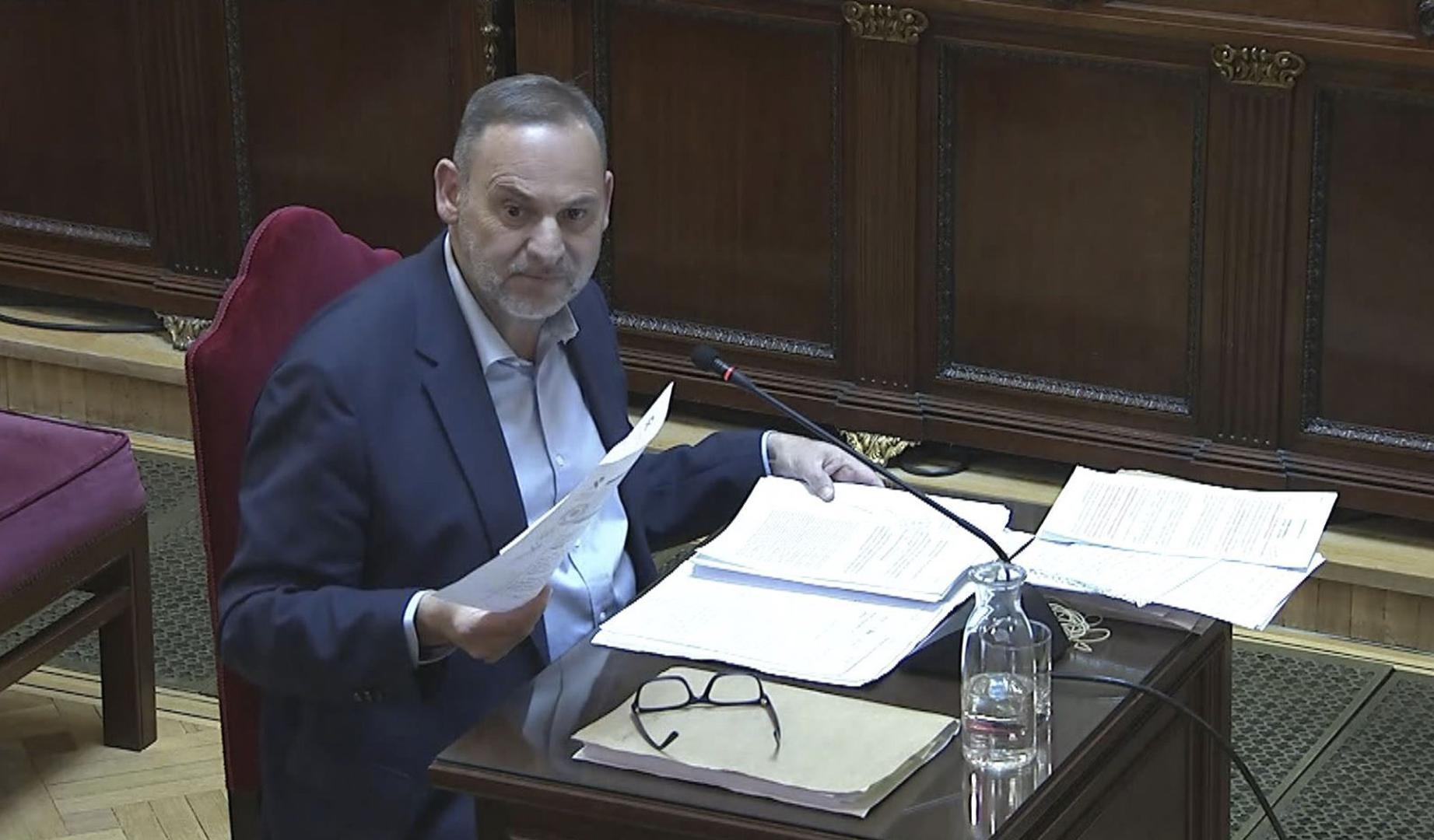 Captura de la señal del Tribunal Supremo en la que aparece el exministro José Luis Ábalos durante su declaración, este lunes