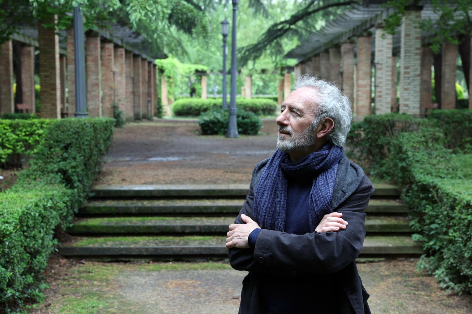 Santiago Beruete, este lunes, en el Parque de la Taconera de Pamplona