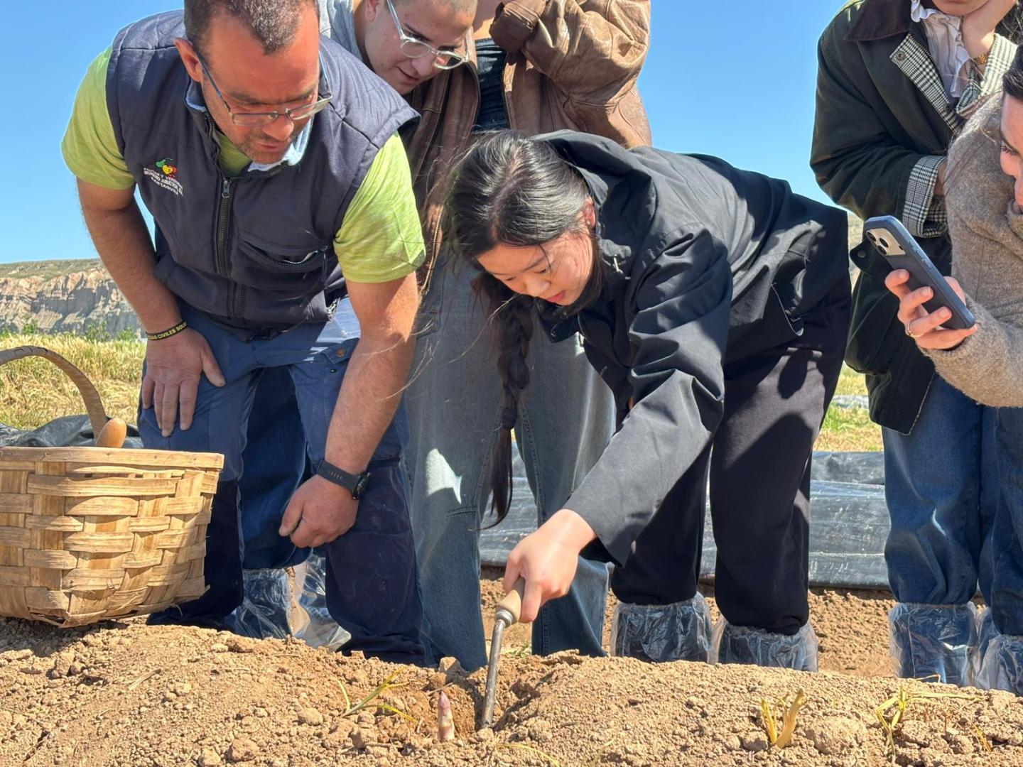 Los alumnos y alumnas tuvieron la oportunidad de conocer todo sobre la producción de espárragos en la finca de Moreno Amatria en Sartaguda