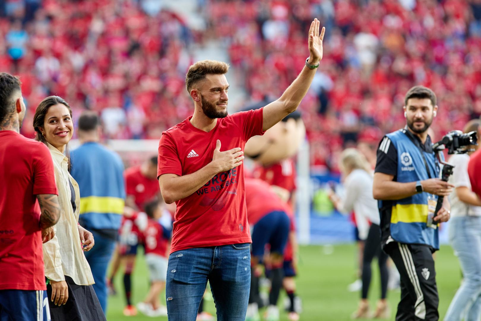 Roberto Torres, en 2023, en las celebraciones de la clasificación europea en El Sadar