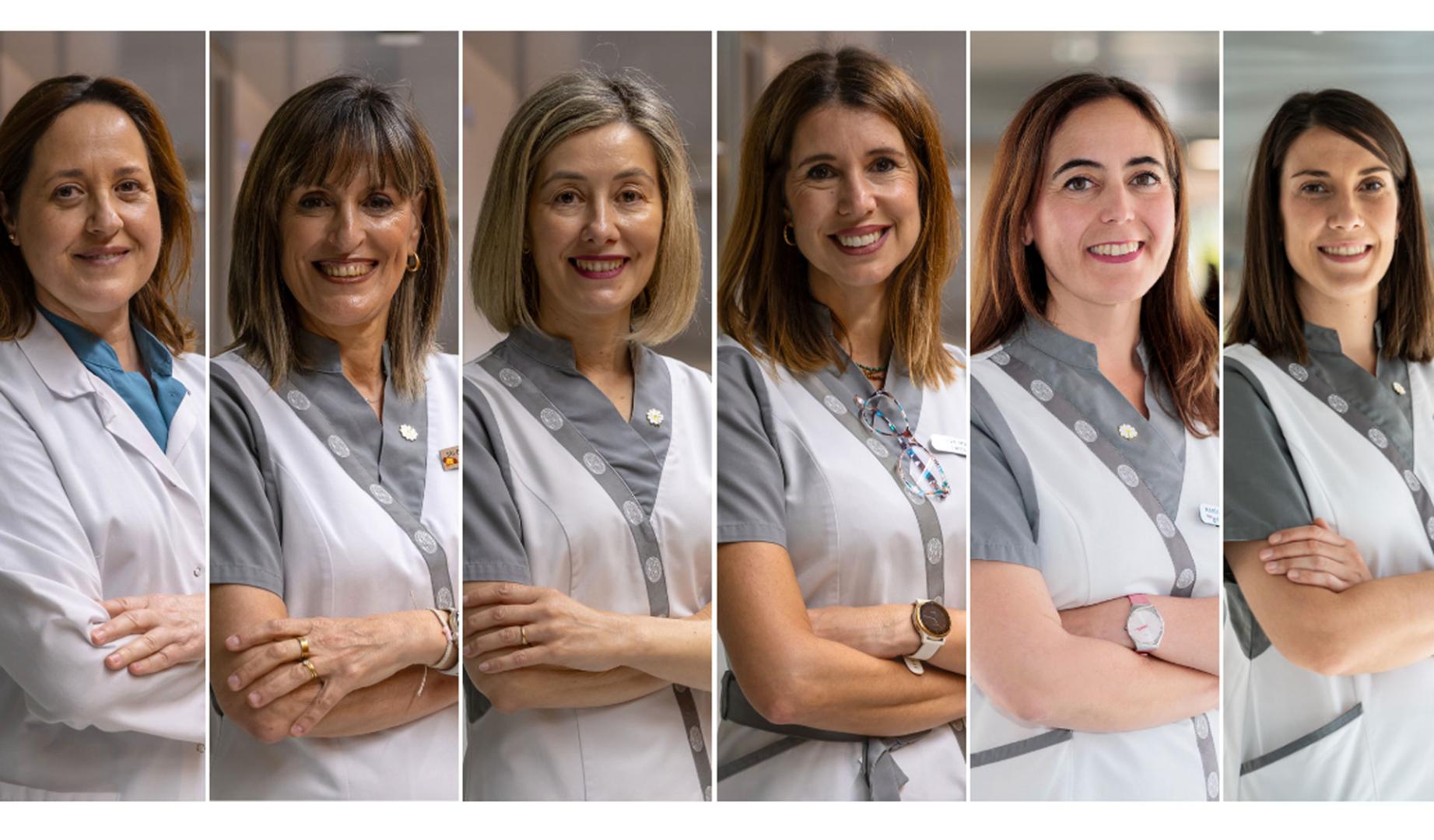 Las seis enfermeras premiadas: Eva Sánchez, Salomé San Bruno, Edurne Fernández, Eva Morillo, María Isabel Vivas y Bárbara Llenderrozas.
