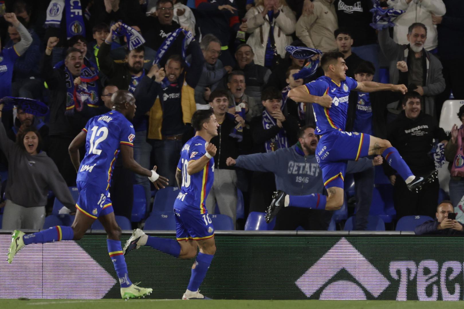 Zaid Romero celebra su gol ante el Mallorca