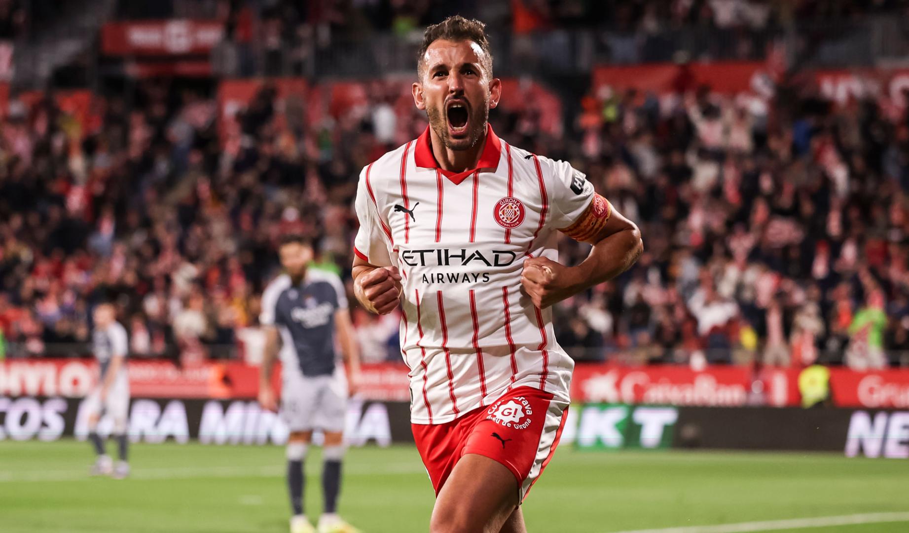 Cristhian Stuani celebra el gol contra la Real Sociedad