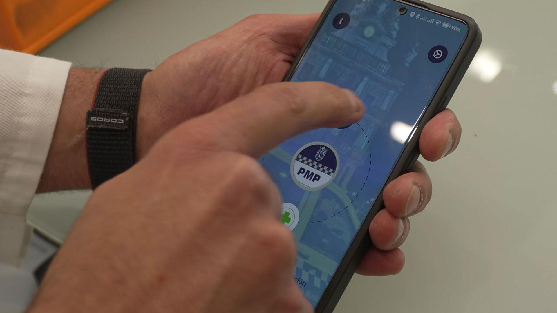 Aplicación instalada en el móvil del sistema de alerta ante emergencias 'PaMplona Alert', un botón de alarma que avisa de forma discreta a la Policía Municipal de Pamplona