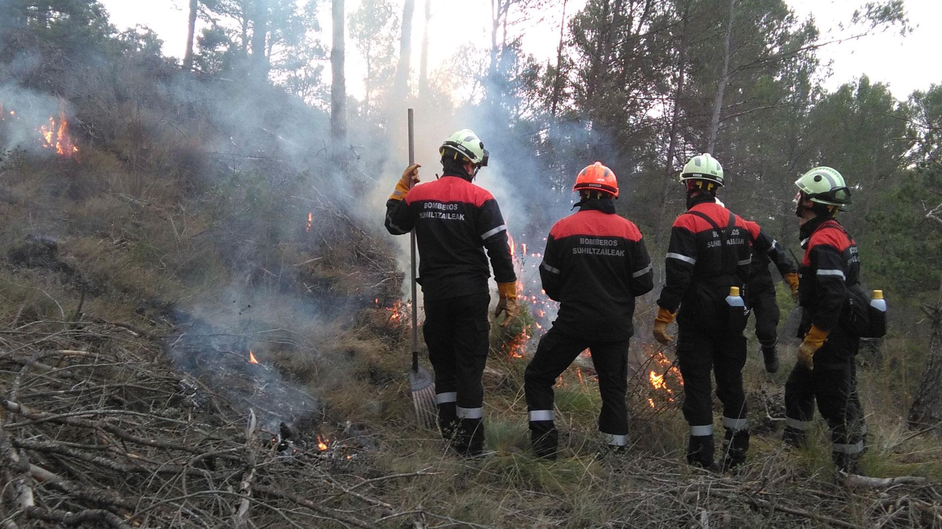 Varios bomberos actuando en un incendio