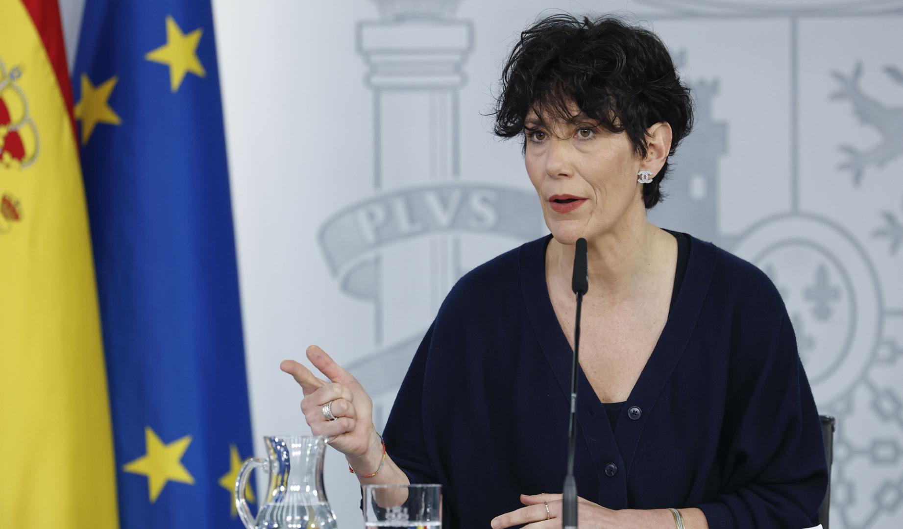 La ministra de Inclusión, Seguridad Social y Migraciones y portavoz del Gobierno, Elma Saiz, durante su comparecencia tras el Consejo de Ministros