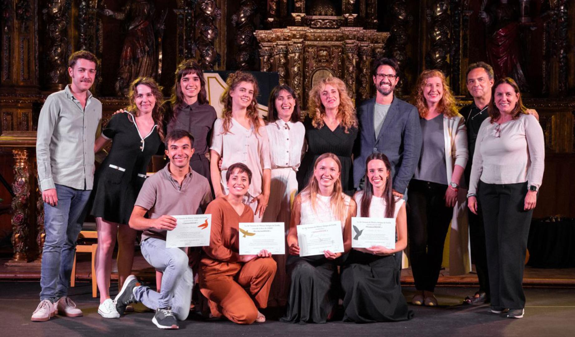 Grupos galardonados con los reconocimientos de #GeneraciónSMADE en la edición 2025 de la Semana de la Música Antigua de Estella