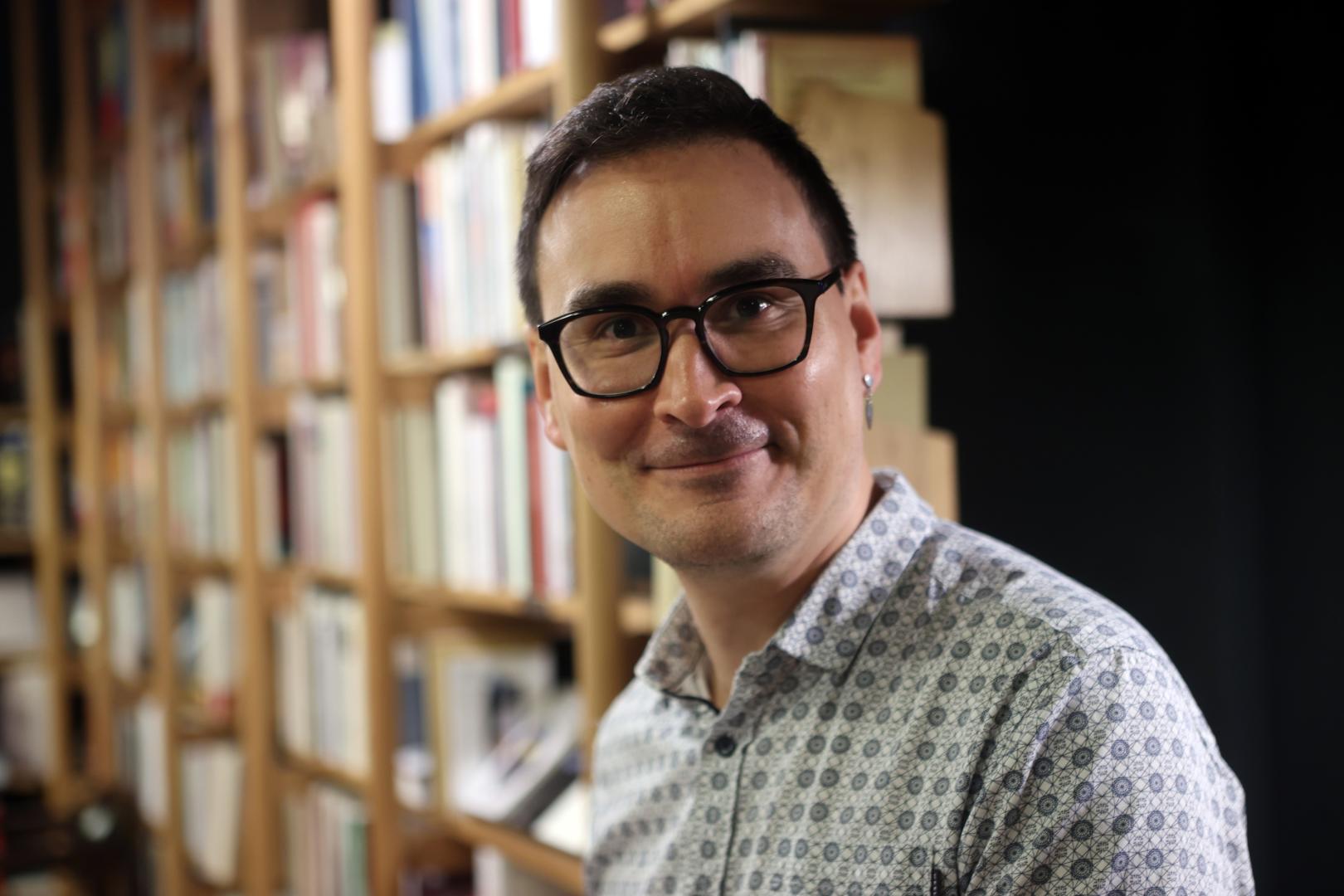 Mikel Guerendiain Azpiroz, cuando presentó 'Mauro' en la librería Walden de Pamplona en febrero del año pasado