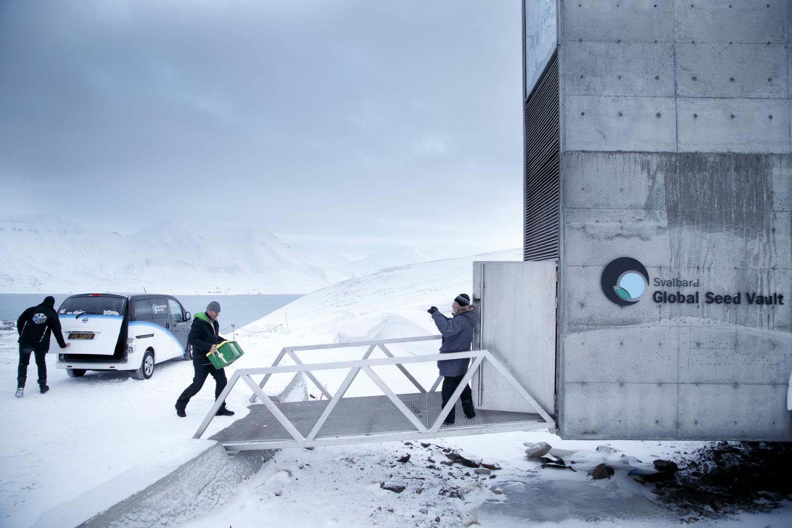 Fotografía de archivo que muestra la llegada de una caja con semillas procedentes de Japón y Estados Unidos al Depósito Mundial de Semillas de Svalbard