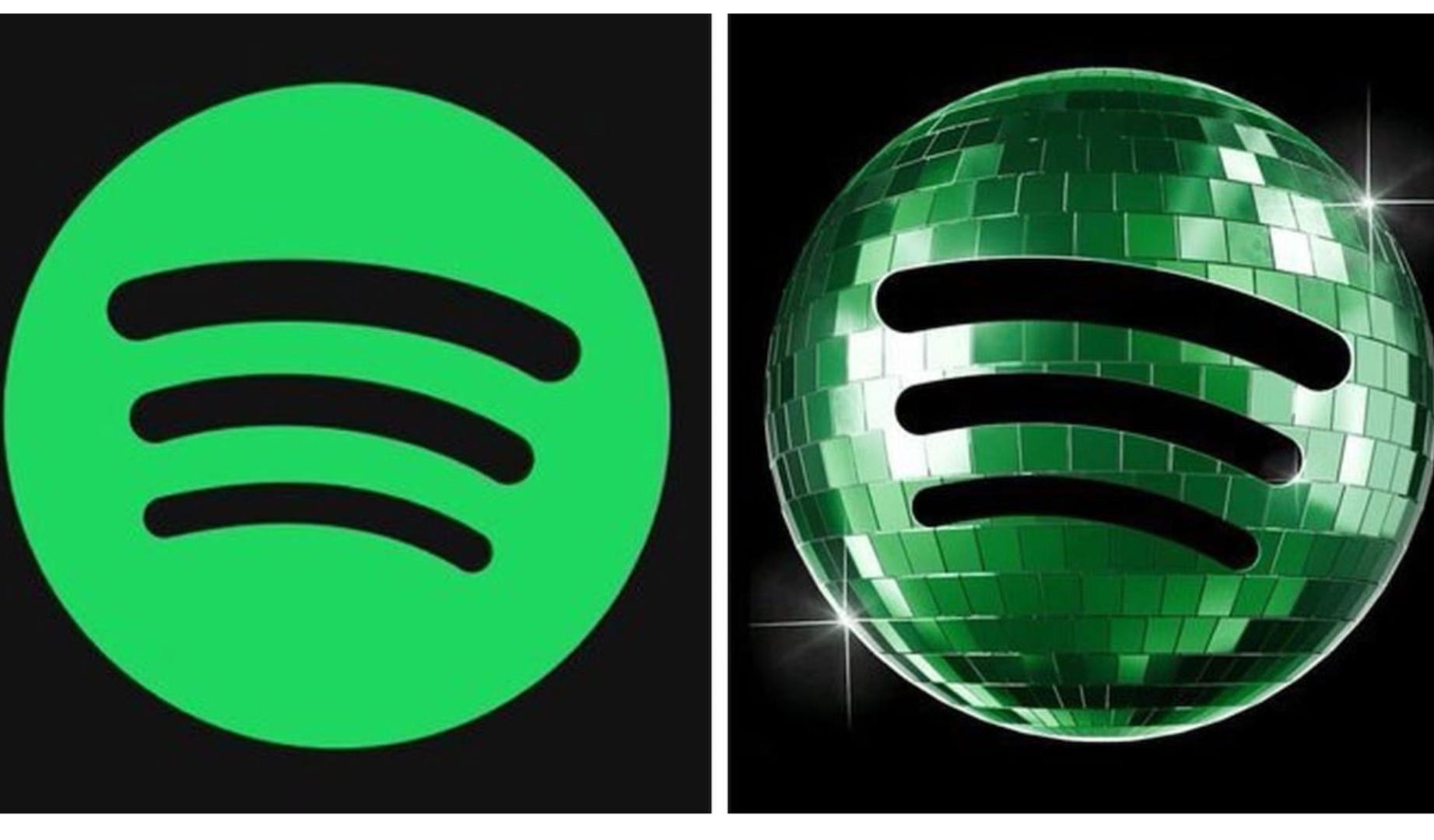 A la izda. el logo antiguo de Spotify, a la dcha., el nuevo