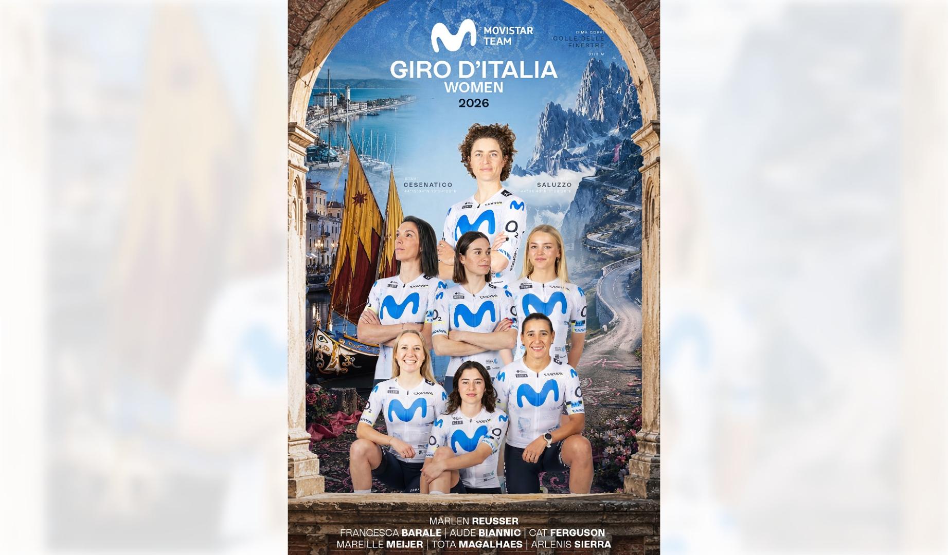 Siete del Movistar femenino que competirá en el Giro de Italia 2026
