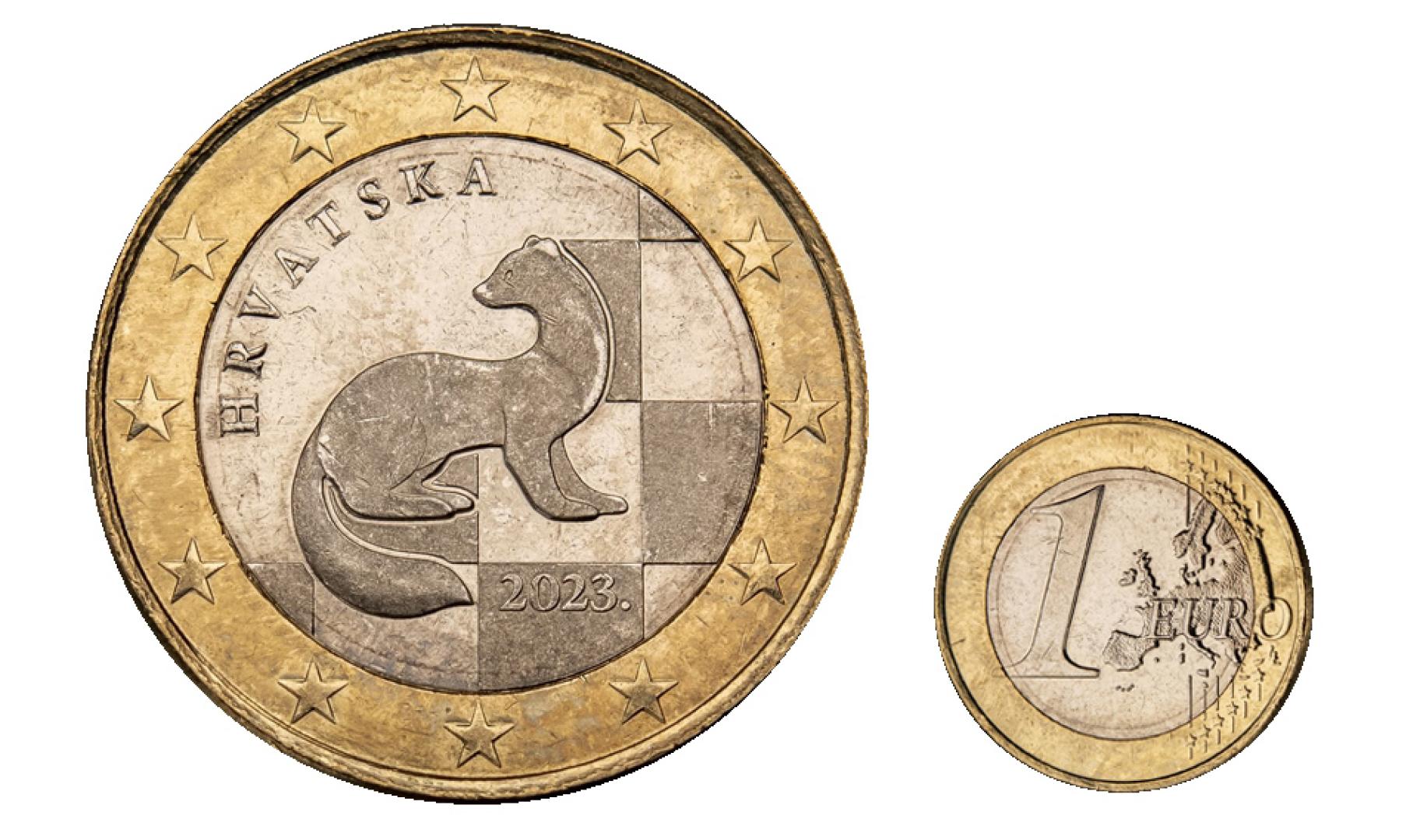 Cara nacional y común de la moneda de 1 euro de Croacia