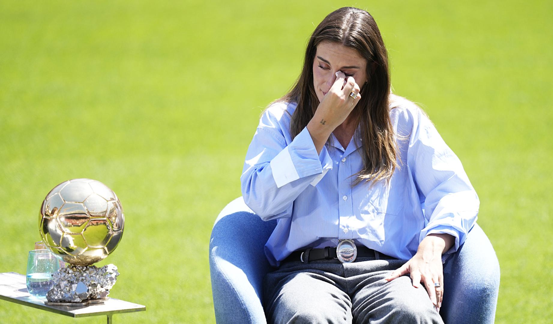 La centrocampista del Barcelona Alexia Putellas durante el acto oficial de despedida del club