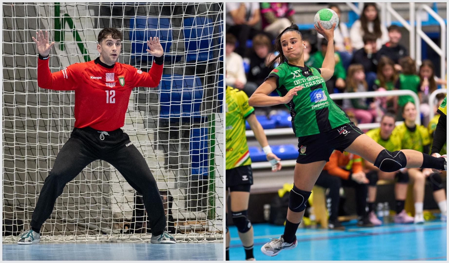 Ander Martín, meta de Anaitasuna, y Luzia Zamora, extremo derecha del Replasa Beti Onak, galardonados por su temporada