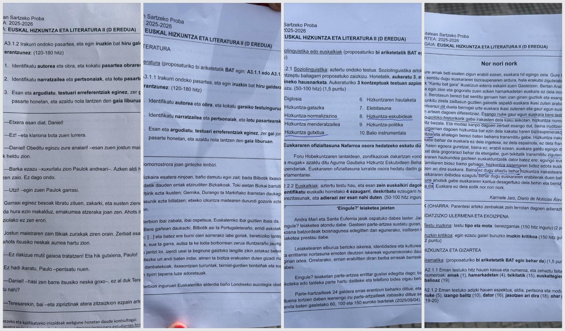 Examen de Euskera en la PAU 2026