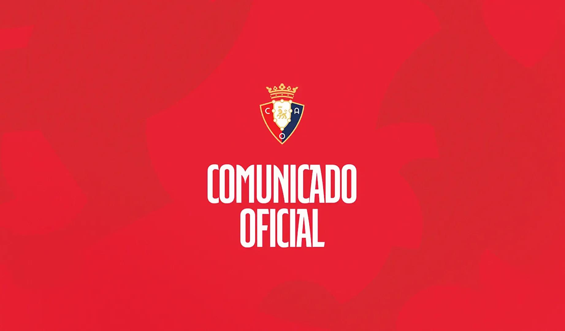 Imagen del comunicado emitido por Osasuna
