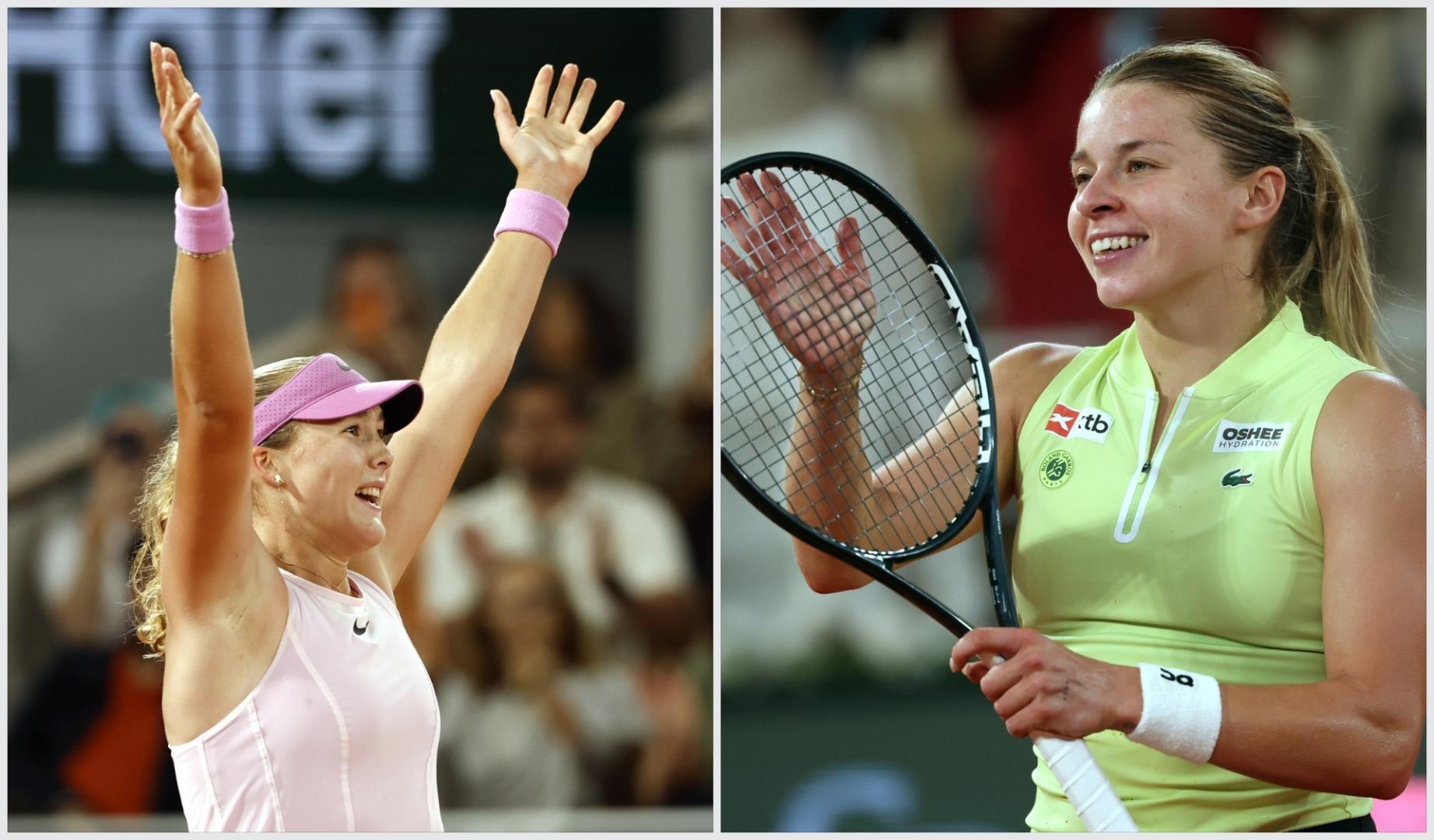 Andreeva (izquierda) y Chwalinska (derecha), felices tras alcanzar la final de Roland Garros