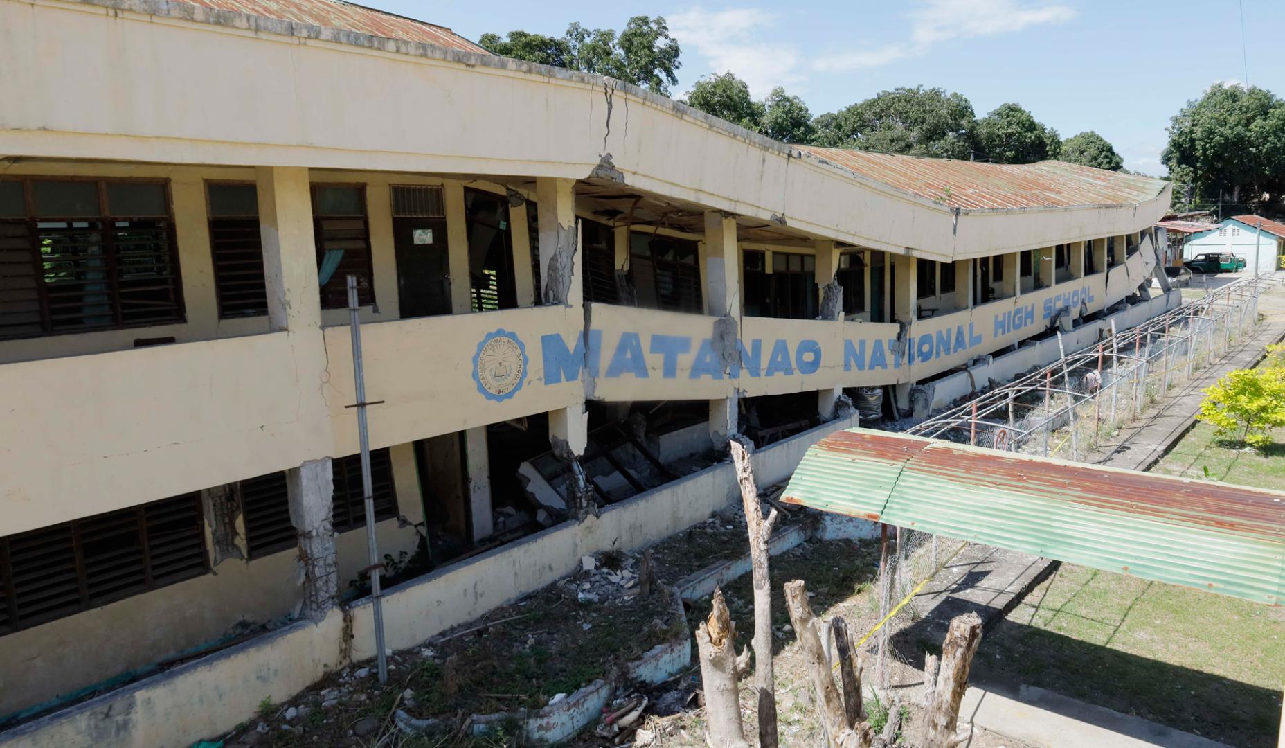 Daños en una escuela de Davao del Sur, en Filipinas