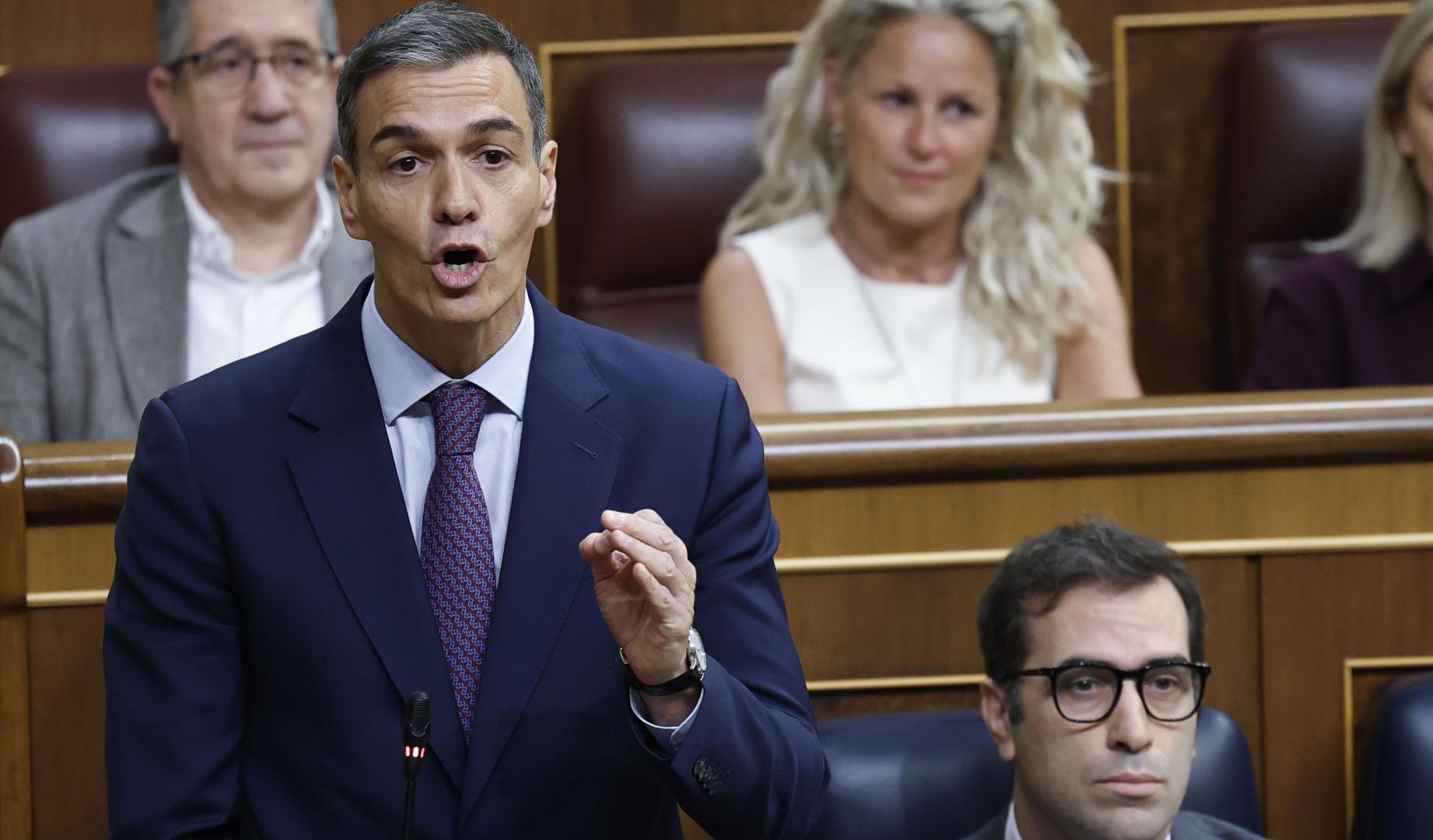 El presidente del Gobierno, Pedro Sánchez, interviene durante la sesión de control al Gobierno, este miércoles en el Congreso