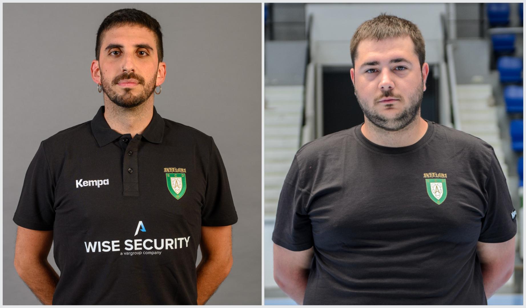 Karlos Arrasate, que será nuevo entrenador del filial de Anaitasuna en Primera Nacional masculina, e Iñaki Eransus, nuevo técnico del conjunto femenino de División de Honor Oro