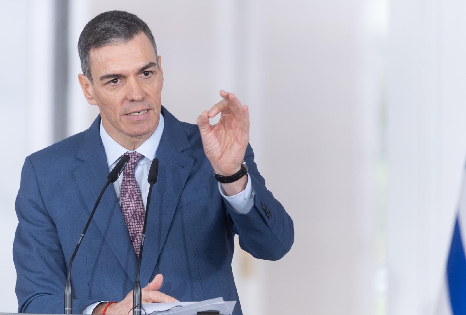 El presidente del Gobierno, Pedro Sánchez, en rueda de prensa en Moncloa. Europa Press