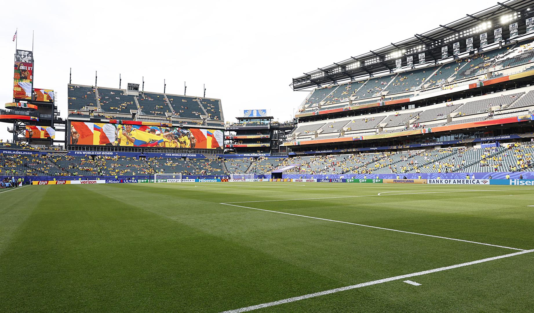 Interior del estadio Lincoln Financial Field previo a un partido del Mundial, donde debutará el árbitro español Hernández Hernández